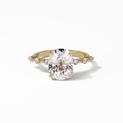 Cushion Dainty Pave Lab Grown Diamond Engagement Ring