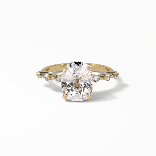 Cushion Dainty Pave Lab Grown Diamond Engagement Ring