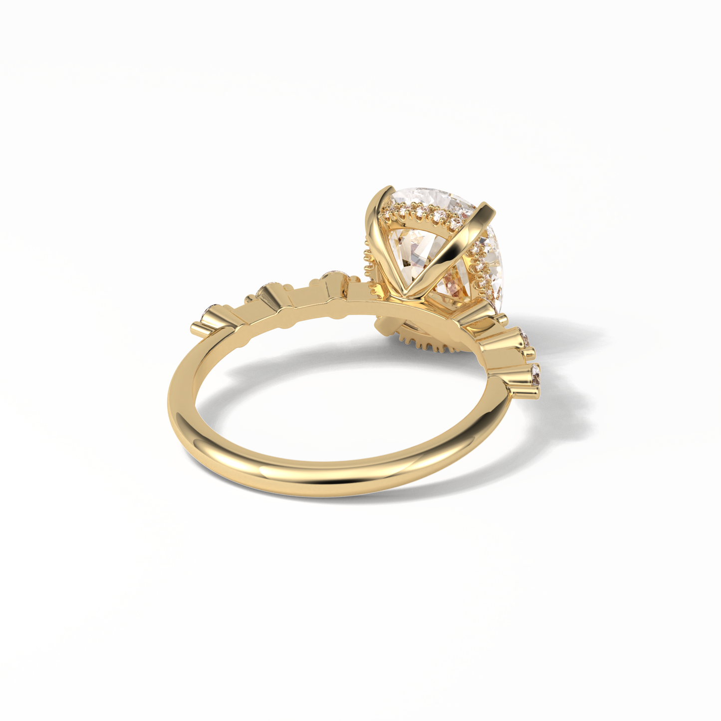 Cushion Dainty Pave Lab Grown Diamond Engagement Ring