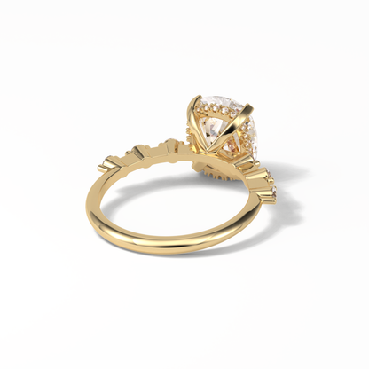 Cushion Dainty Pave Lab Grown Diamond Engagement Ring