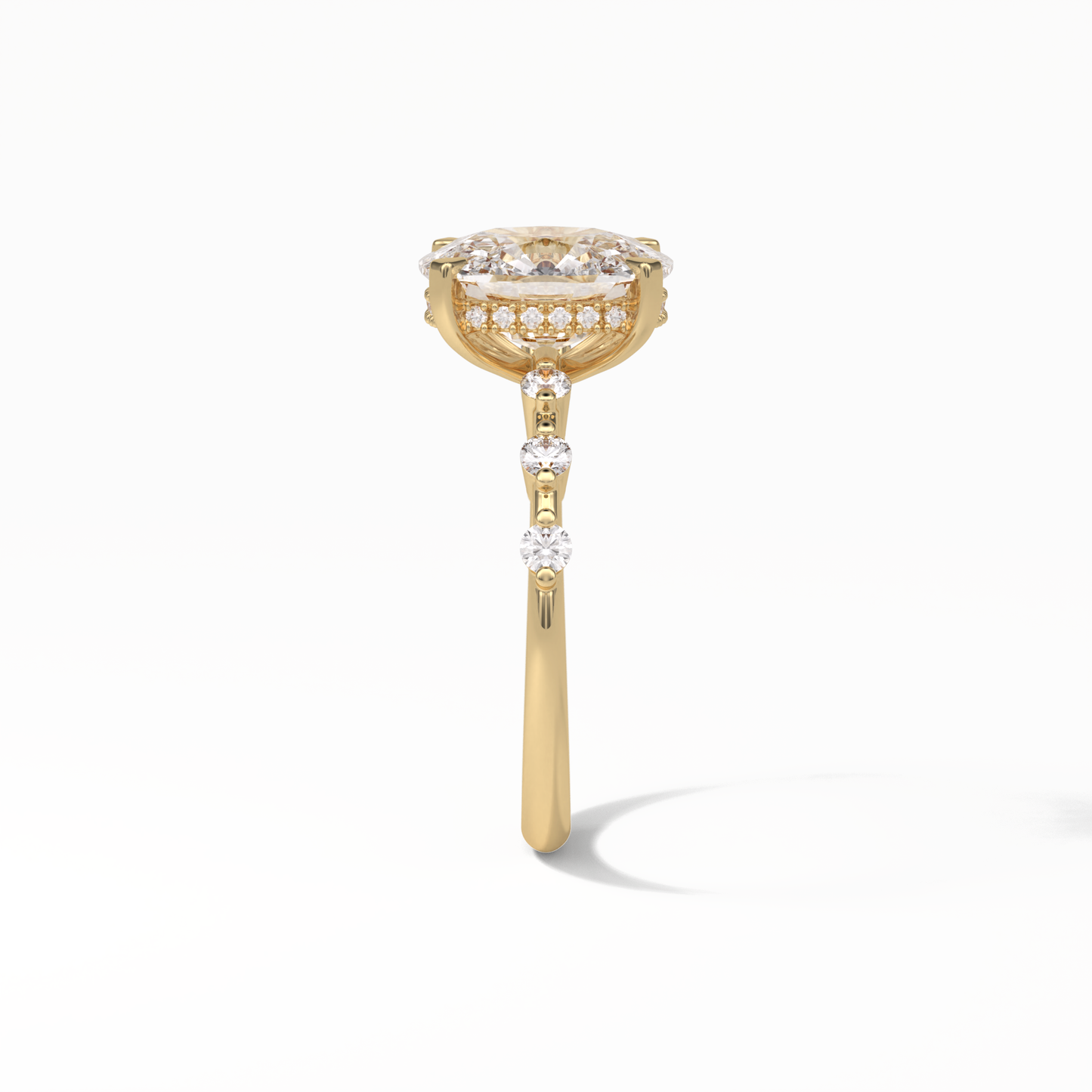 Cushion Dainty Pave Lab Grown Diamond Engagement Ring