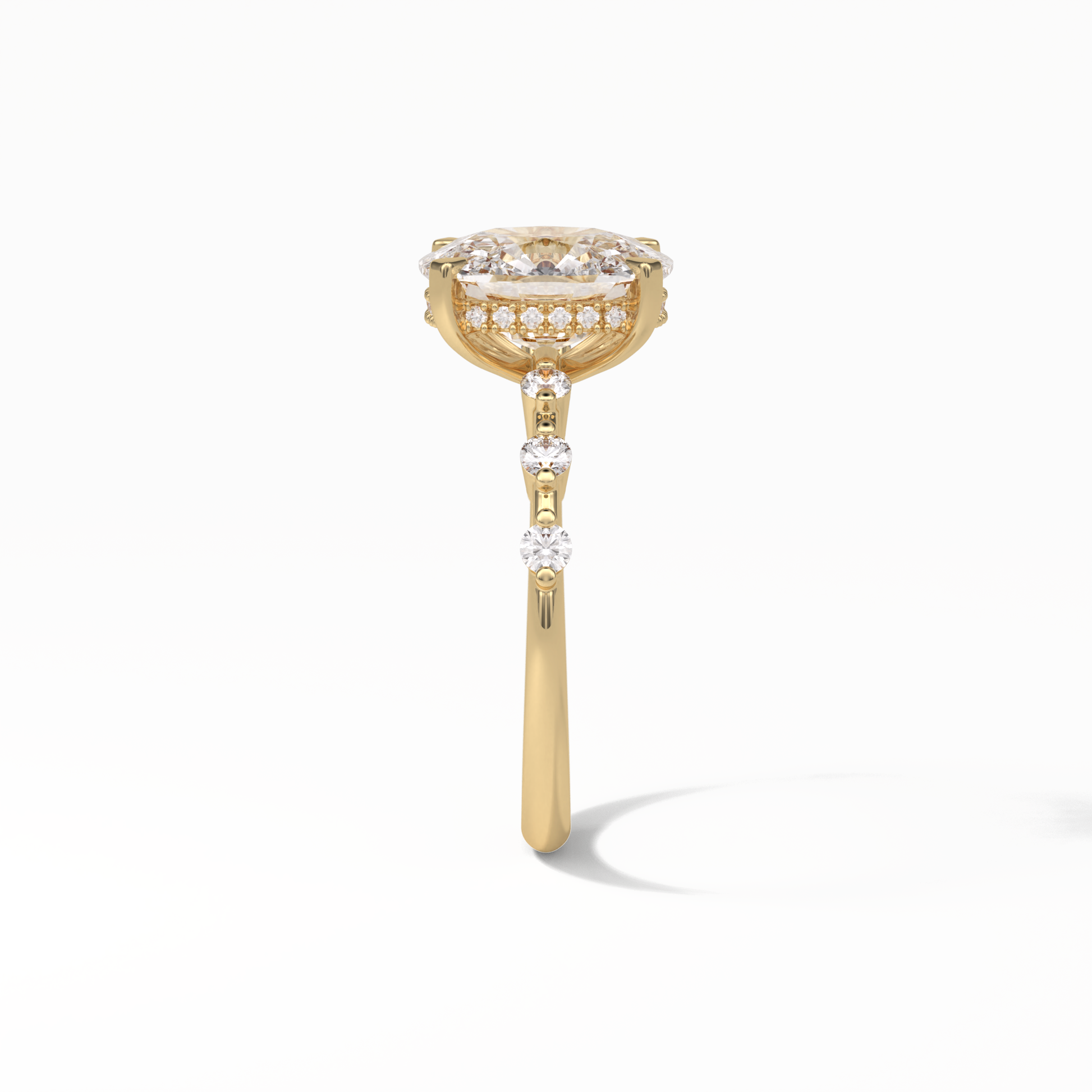 Cushion Dainty Pave Lab Grown Diamond Engagement Ring