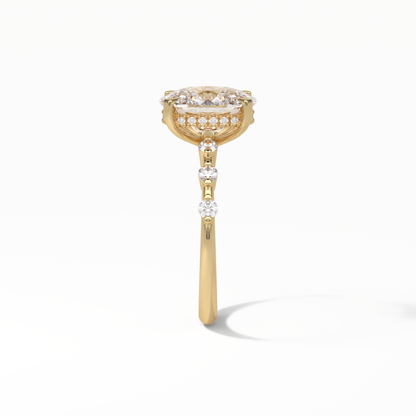 Cushion Dainty Pave Lab Grown Diamond Engagement Ring