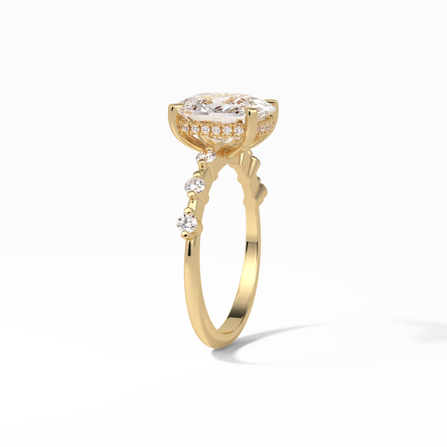 Cushion Dainty Pave Lab Grown Diamond Engagement Ring