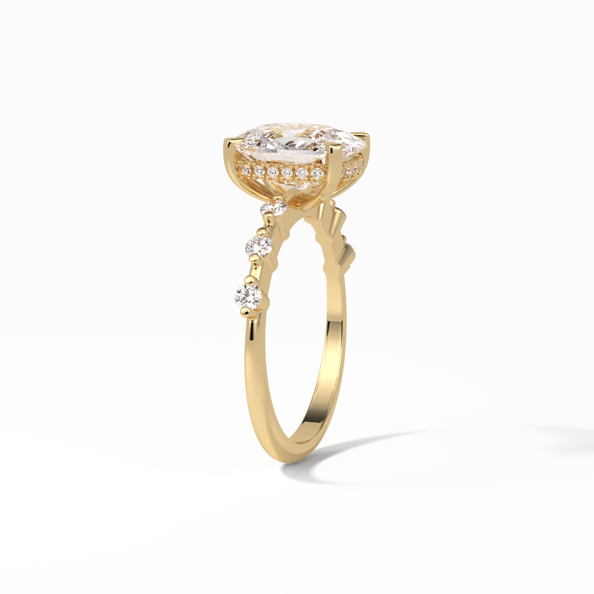 Cushion Dainty Pave Lab Grown Diamond Engagement Ring
