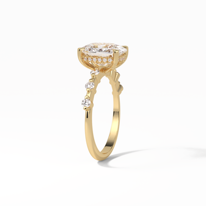 Cushion Dainty Pave Lab Grown Diamond Engagement Ring