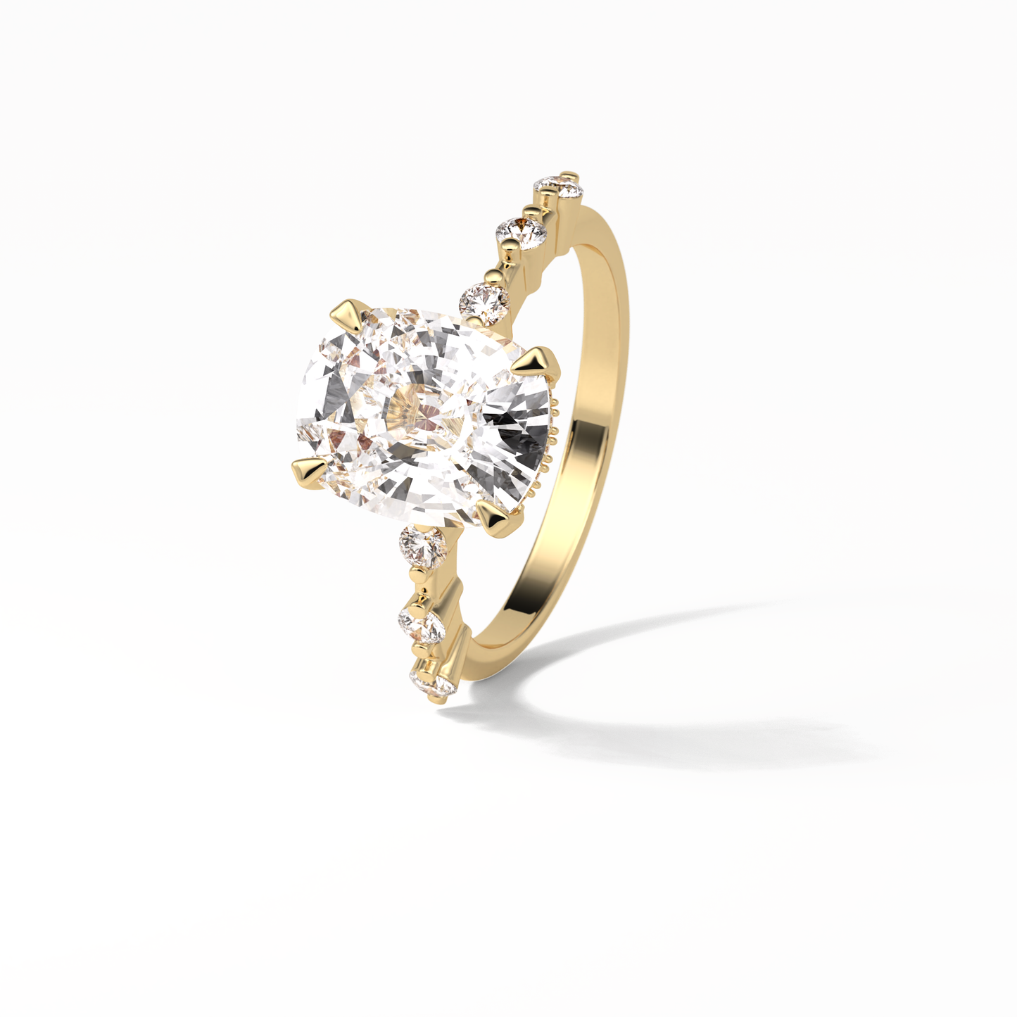 Cushion Dainty Pave Lab Grown Diamond Engagement Ring