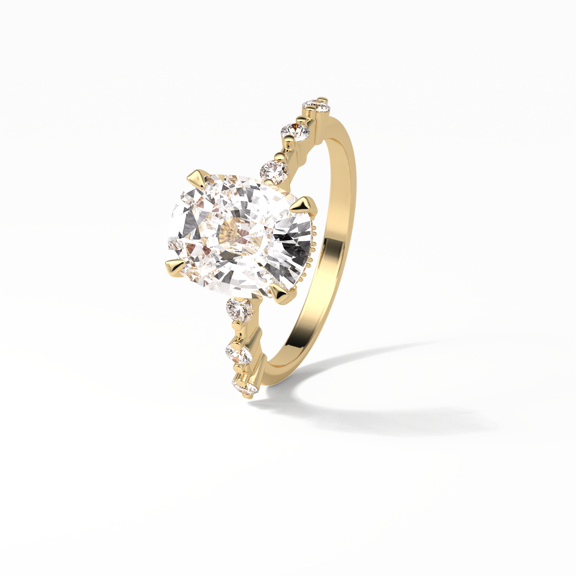 Cushion Dainty Pave Lab Grown Diamond Engagement Ring