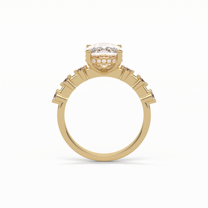 Cushion Dainty Pave Lab Grown Diamond Engagement Ring