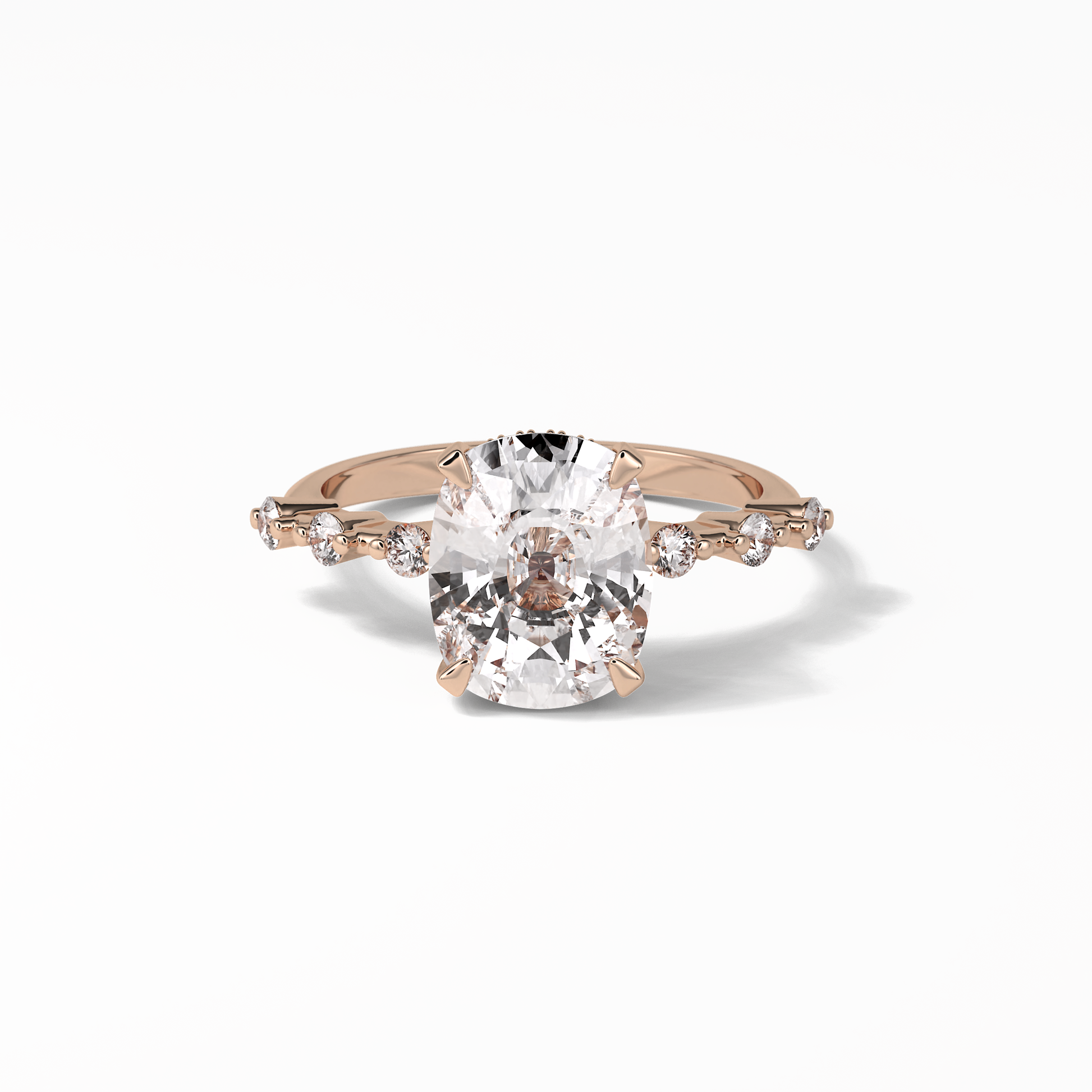 Cushion Dainty Pave Lab Grown Diamond Engagement Ring