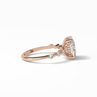 Cushion Dainty Pave Lab Grown Diamond Engagement Ring
