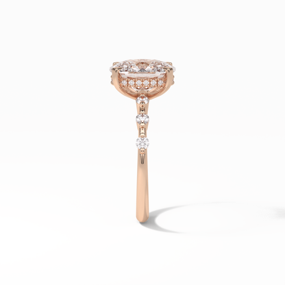 Cushion Dainty Pave Lab Grown Diamond Engagement Ring