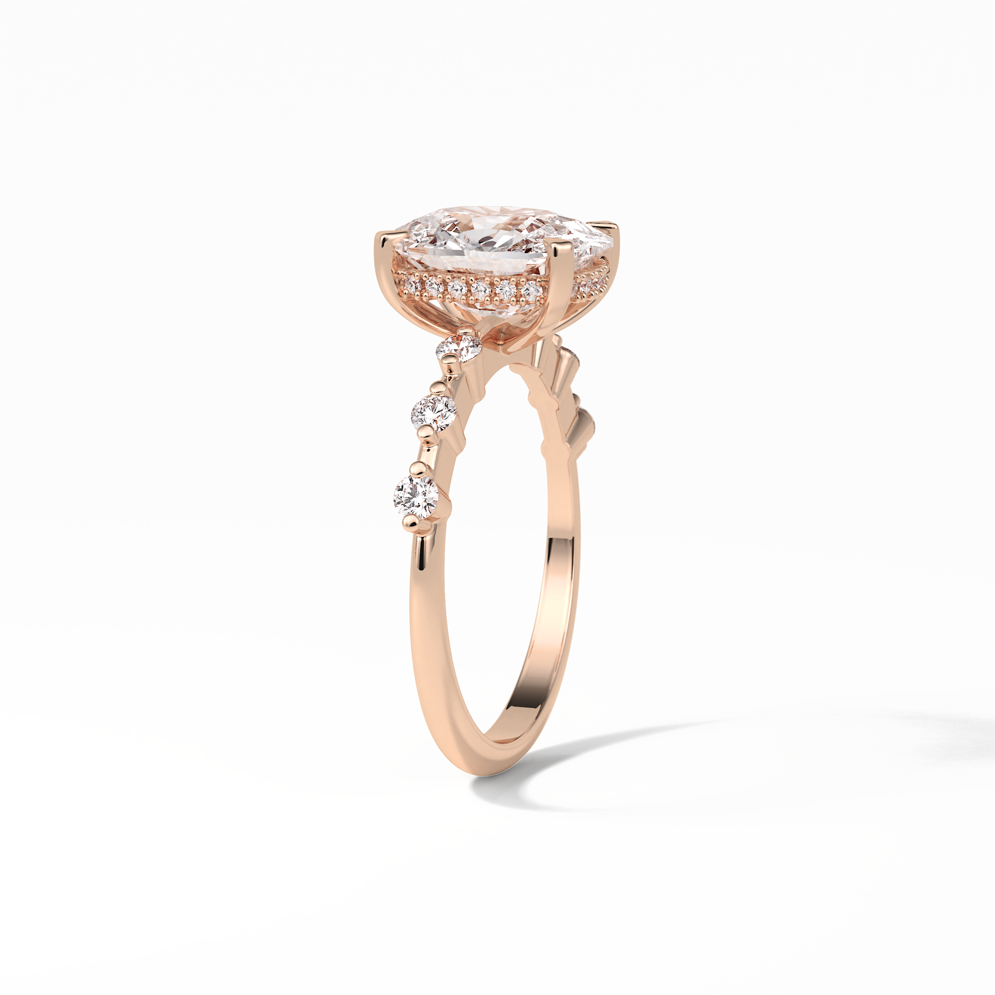 Cushion Dainty Pave Lab Grown Diamond Engagement Ring