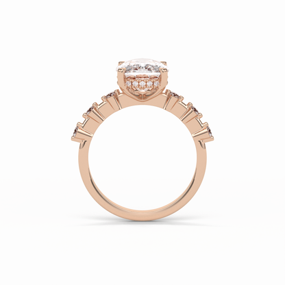 Cushion Dainty Pave Lab Grown Diamond Engagement Ring