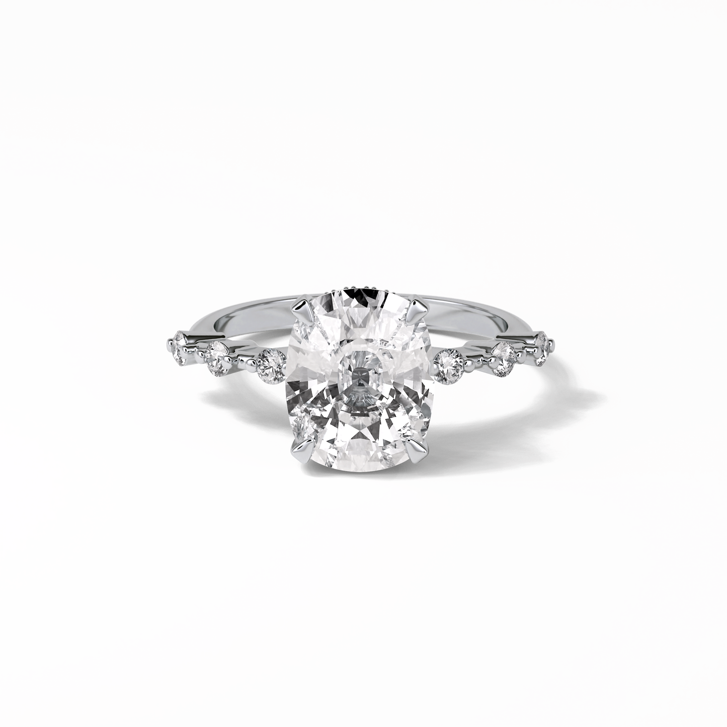 Cushion Dainty Pave Lab Grown Diamond Engagement Ring