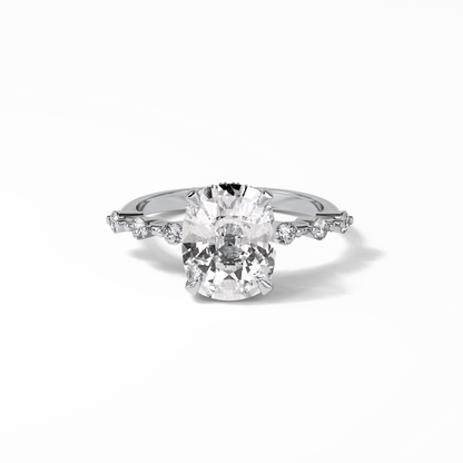 Cushion Dainty Pave Lab Grown Diamond Engagement Ring