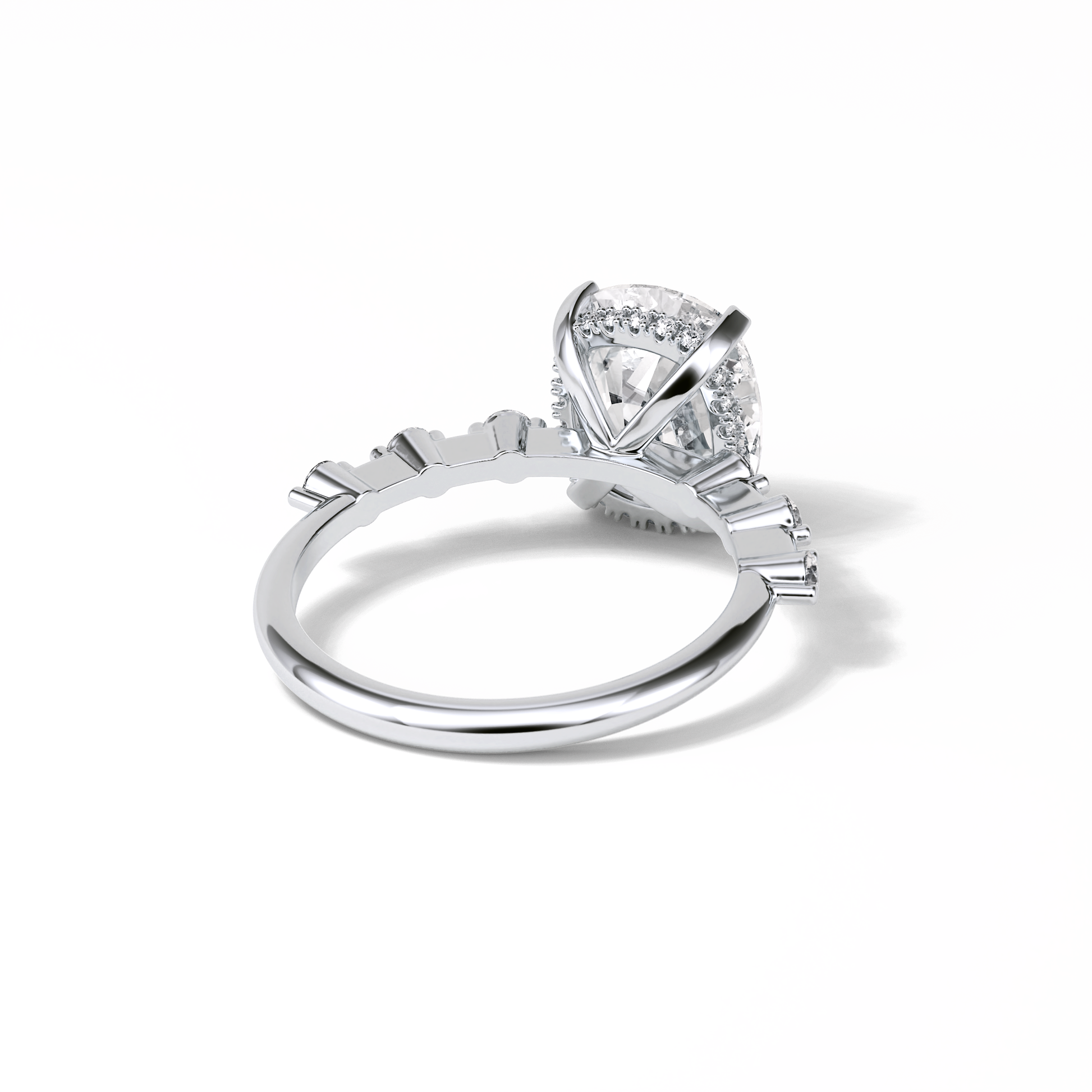 Cushion Dainty Pave Lab Grown Diamond Engagement Ring