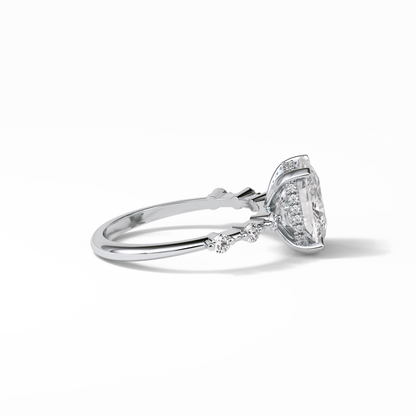 Cushion Dainty Pave Lab Grown Diamond Engagement Ring