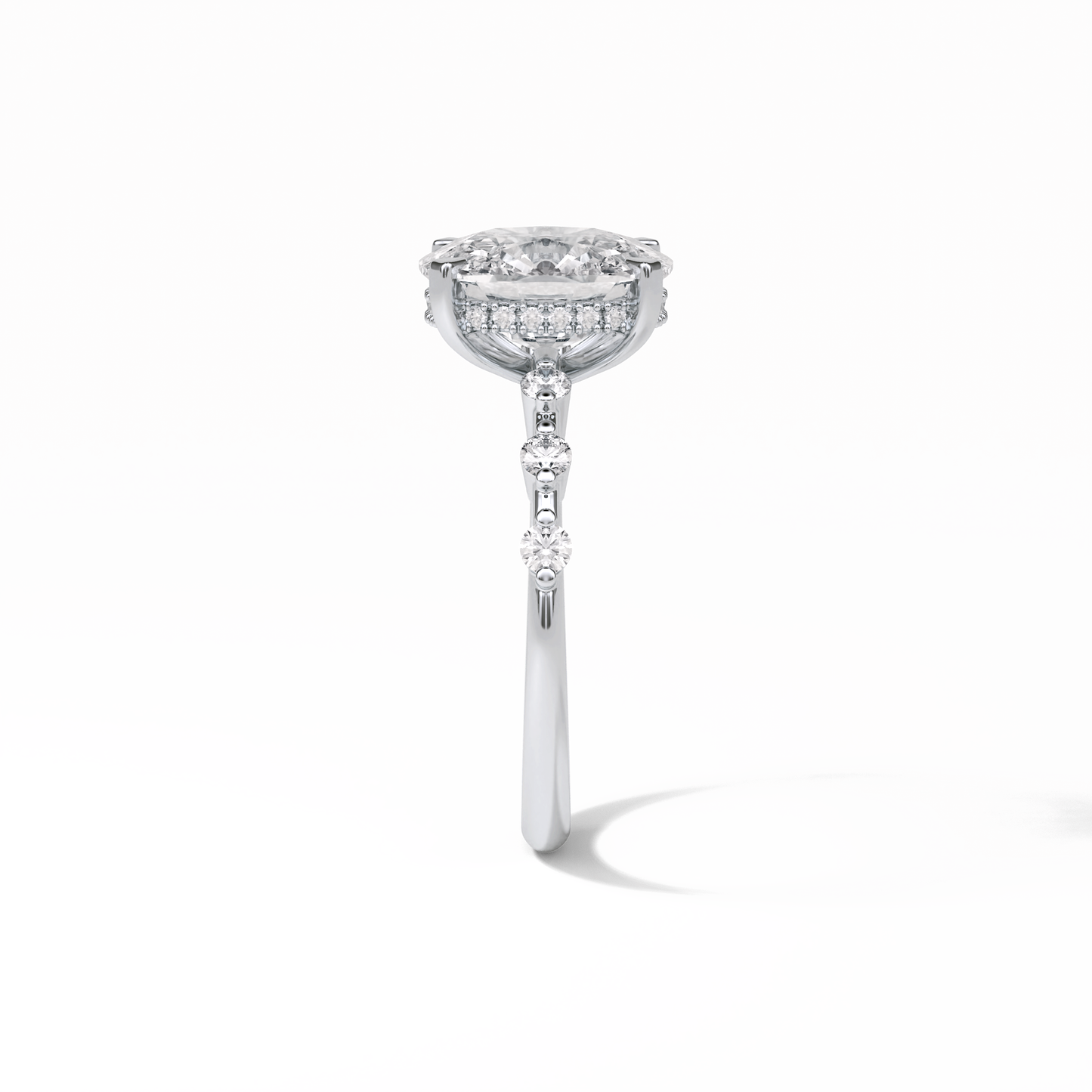 Cushion Dainty Pave Lab Grown Diamond Engagement Ring