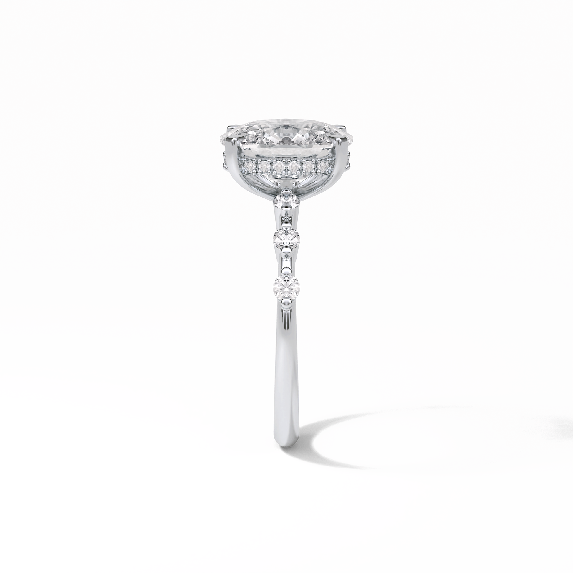 Cushion Dainty Pave Lab Grown Diamond Engagement Ring