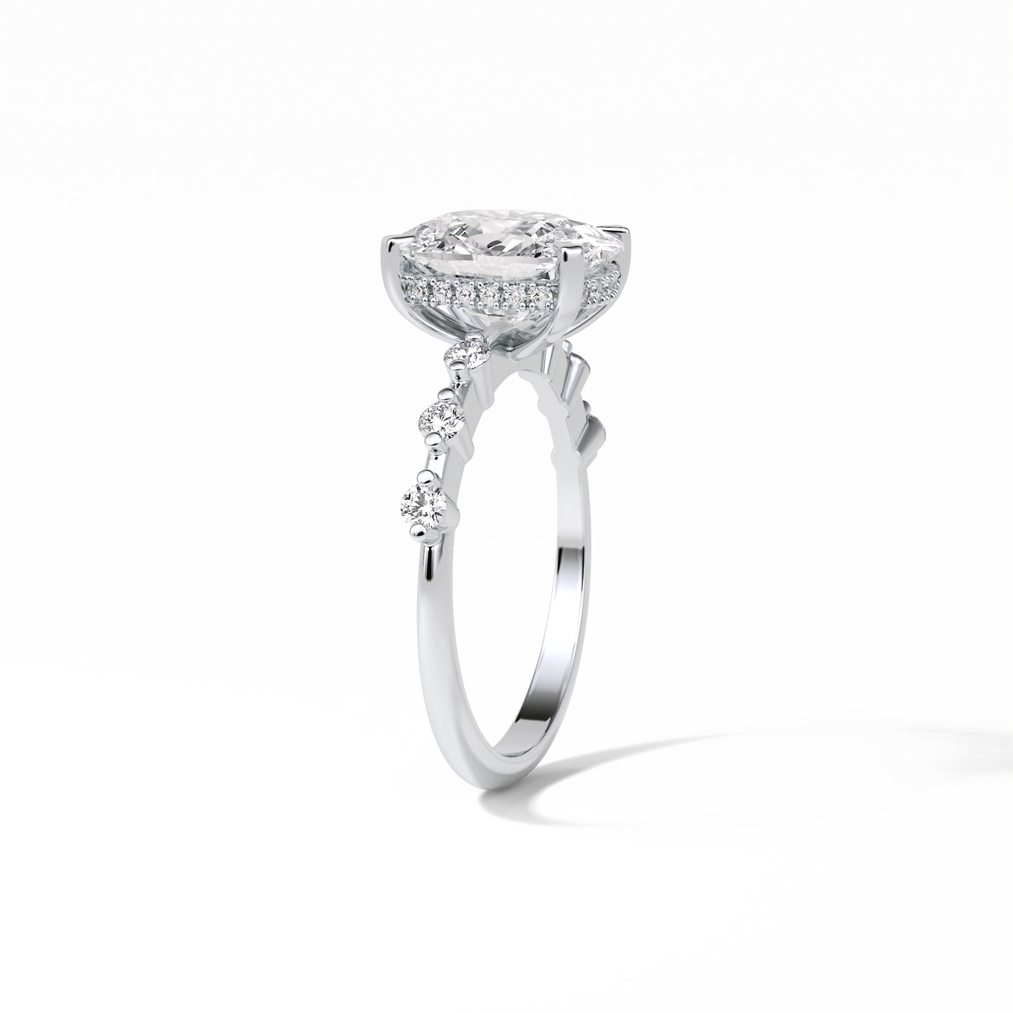 Cushion Dainty Pave Lab Grown Diamond Engagement Ring