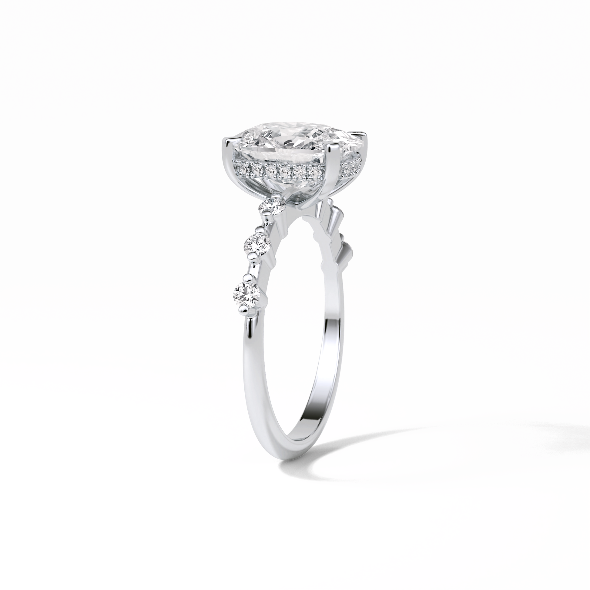Cushion Dainty Pave Lab Grown Diamond Engagement Ring