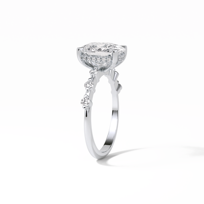 Cushion Dainty Pave Lab Grown Diamond Engagement Ring