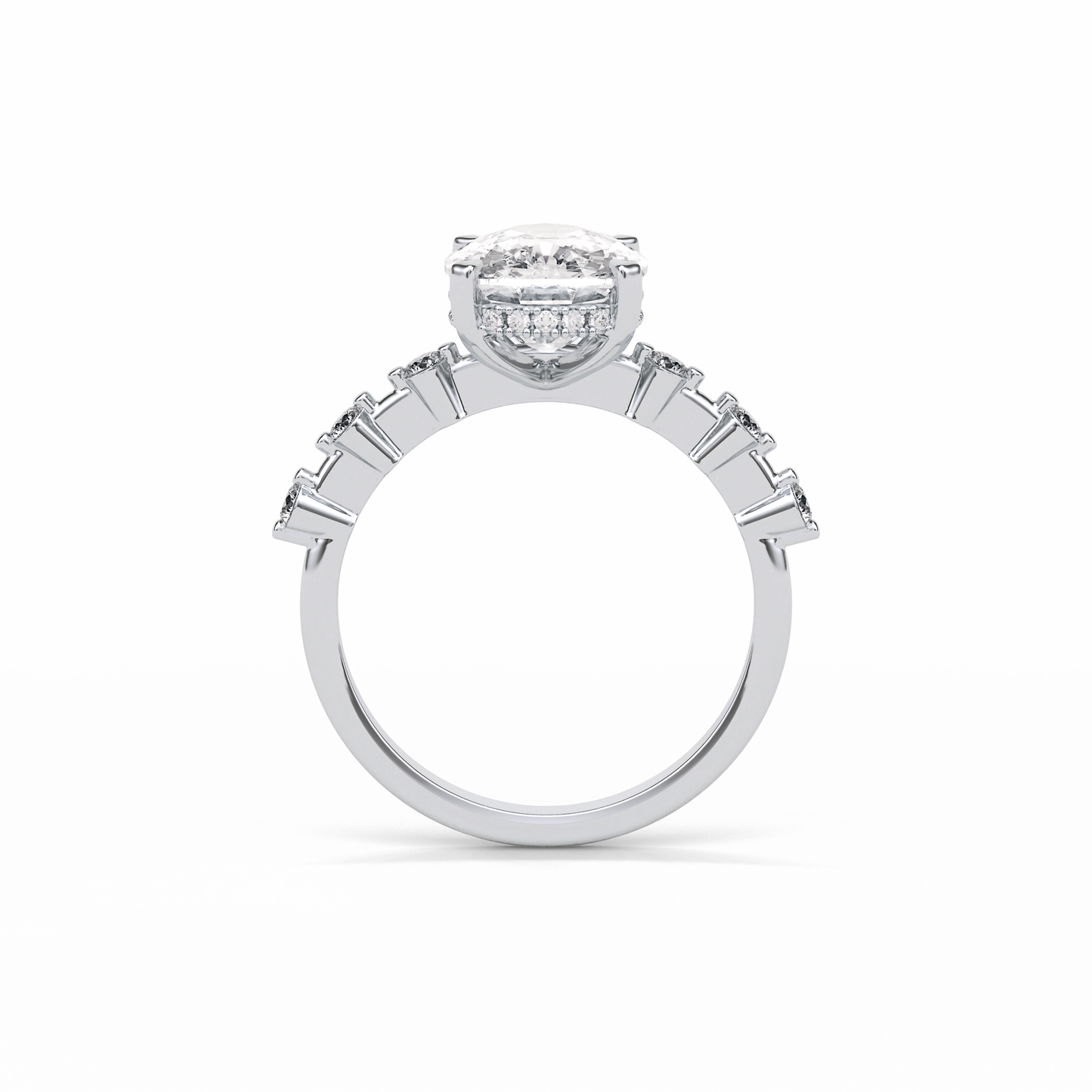 Cushion Dainty Pave Lab Grown Diamond Engagement Ring