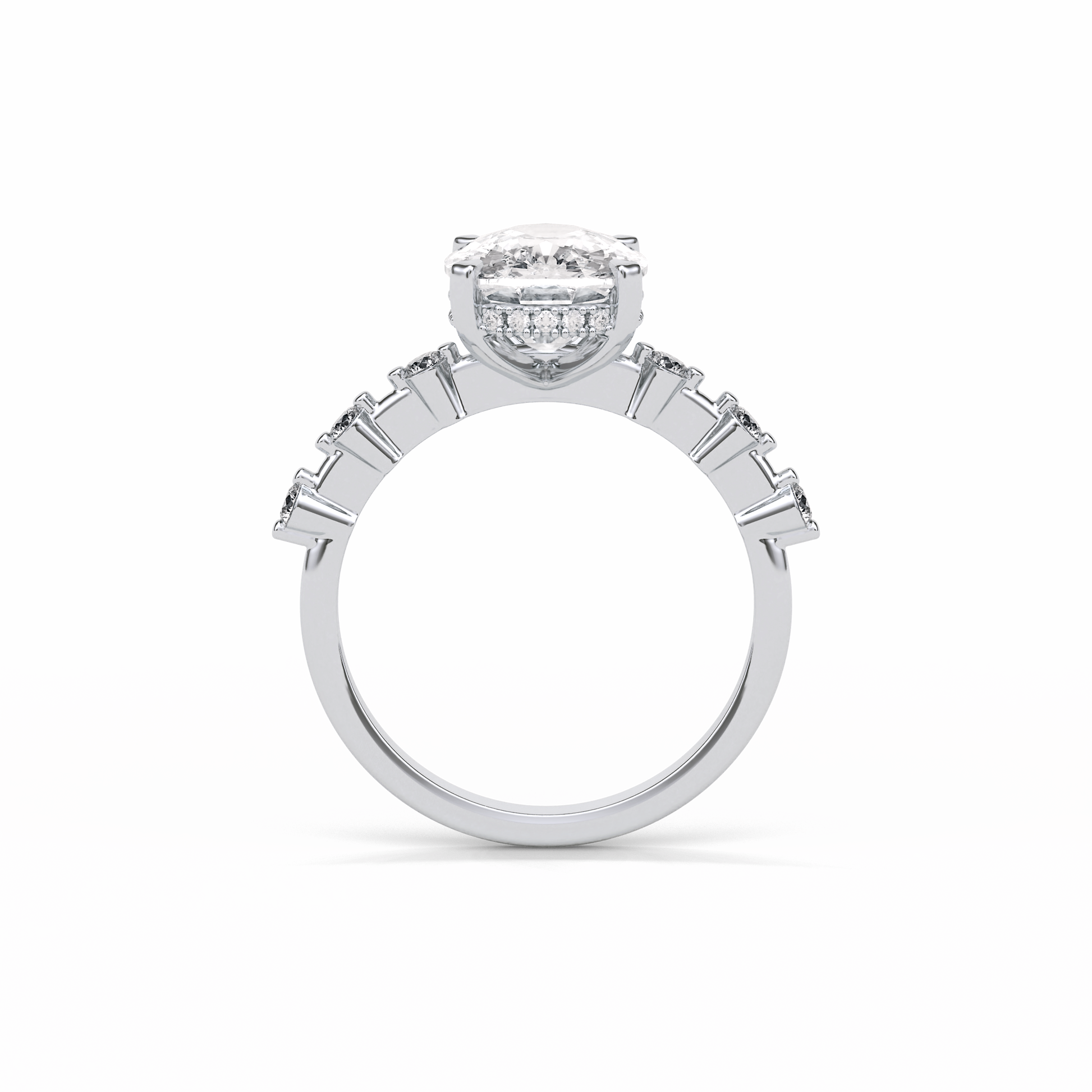 Cushion Dainty Pave Lab Grown Diamond Engagement Ring