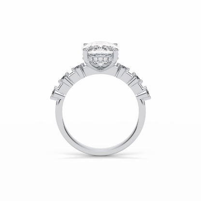 Cushion Dainty Pave Lab Grown Diamond Engagement Ring