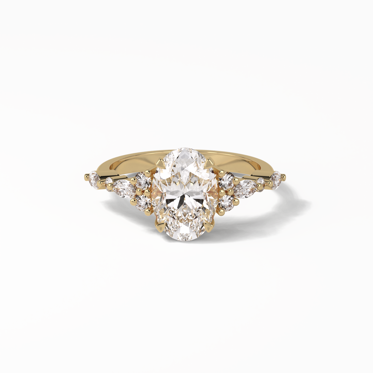 Oval Cluster Lab Grown Diamond Engagement Ring