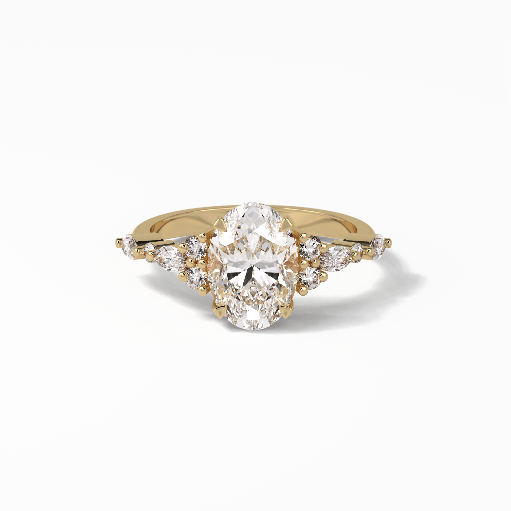 Oval Cluster Lab Grown Diamond Engagement Ring