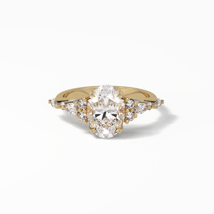 Oval Cluster Lab Grown Diamond Engagement Ring