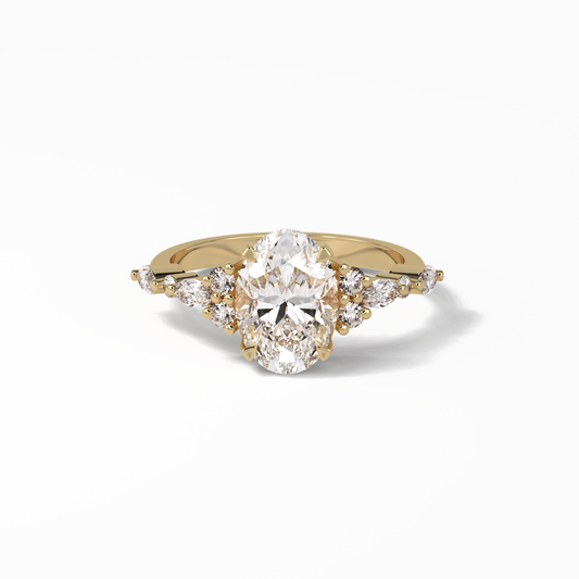 Oval Cluster Lab Grown Diamond Engagement Ring