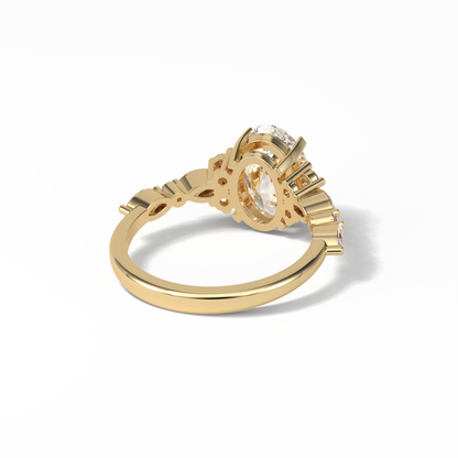 Oval Cluster Lab Grown Diamond Engagement Ring
