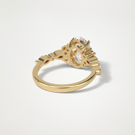 Oval Cluster Lab Grown Diamond Engagement Ring