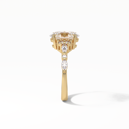 Oval Cluster Lab Grown Diamond Engagement Ring
