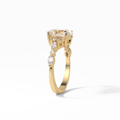 Oval Cluster Lab Grown Diamond Engagement Ring