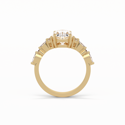 Oval Cluster Lab Grown Diamond Engagement Ring