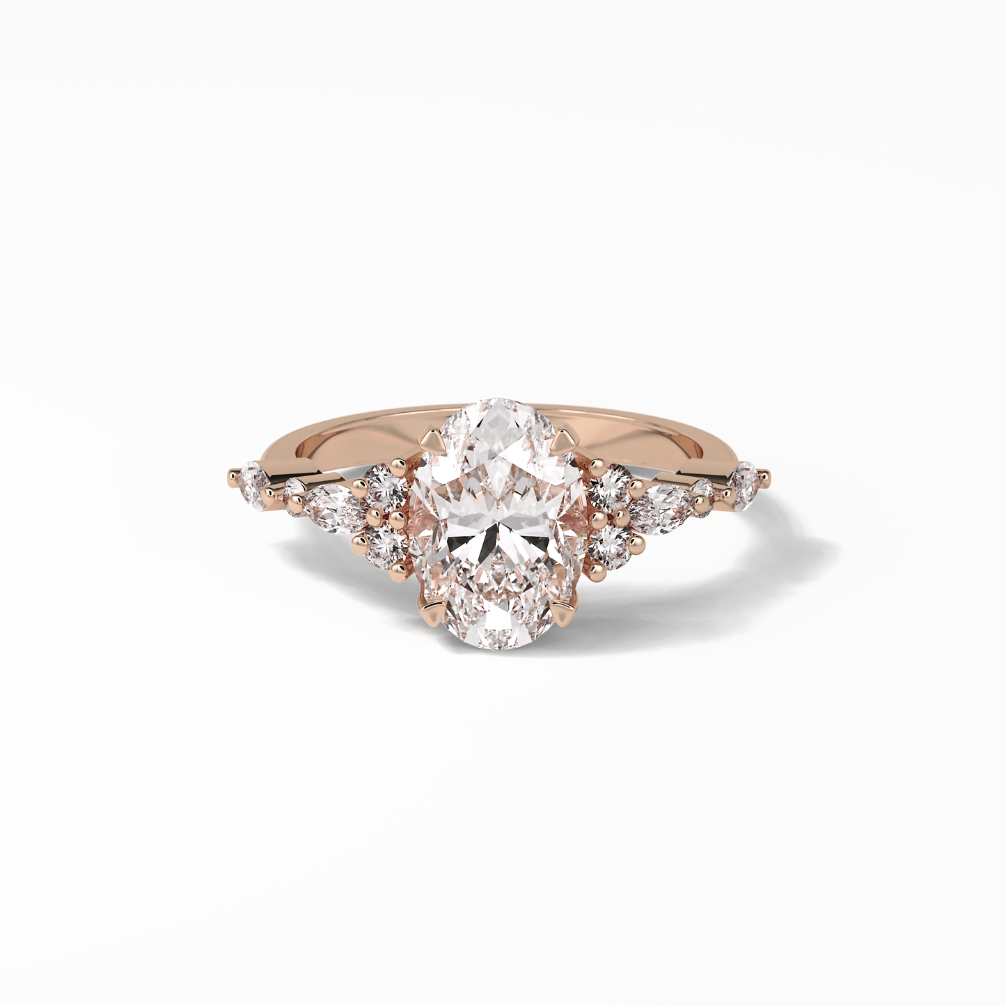 Oval Cluster Lab Grown Diamond Engagement Ring