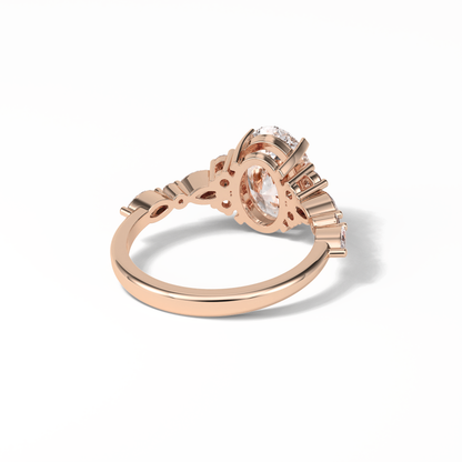 Oval Cluster Lab Grown Diamond Engagement Ring