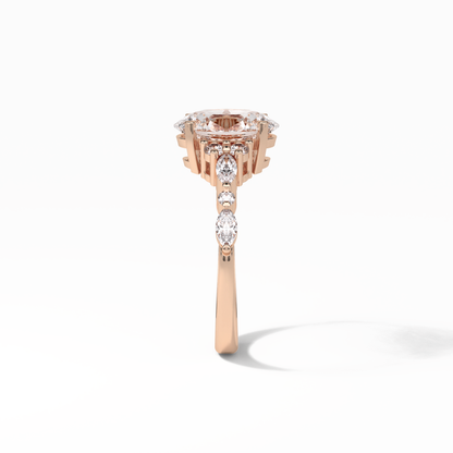Oval Cluster Lab Grown Diamond Engagement Ring