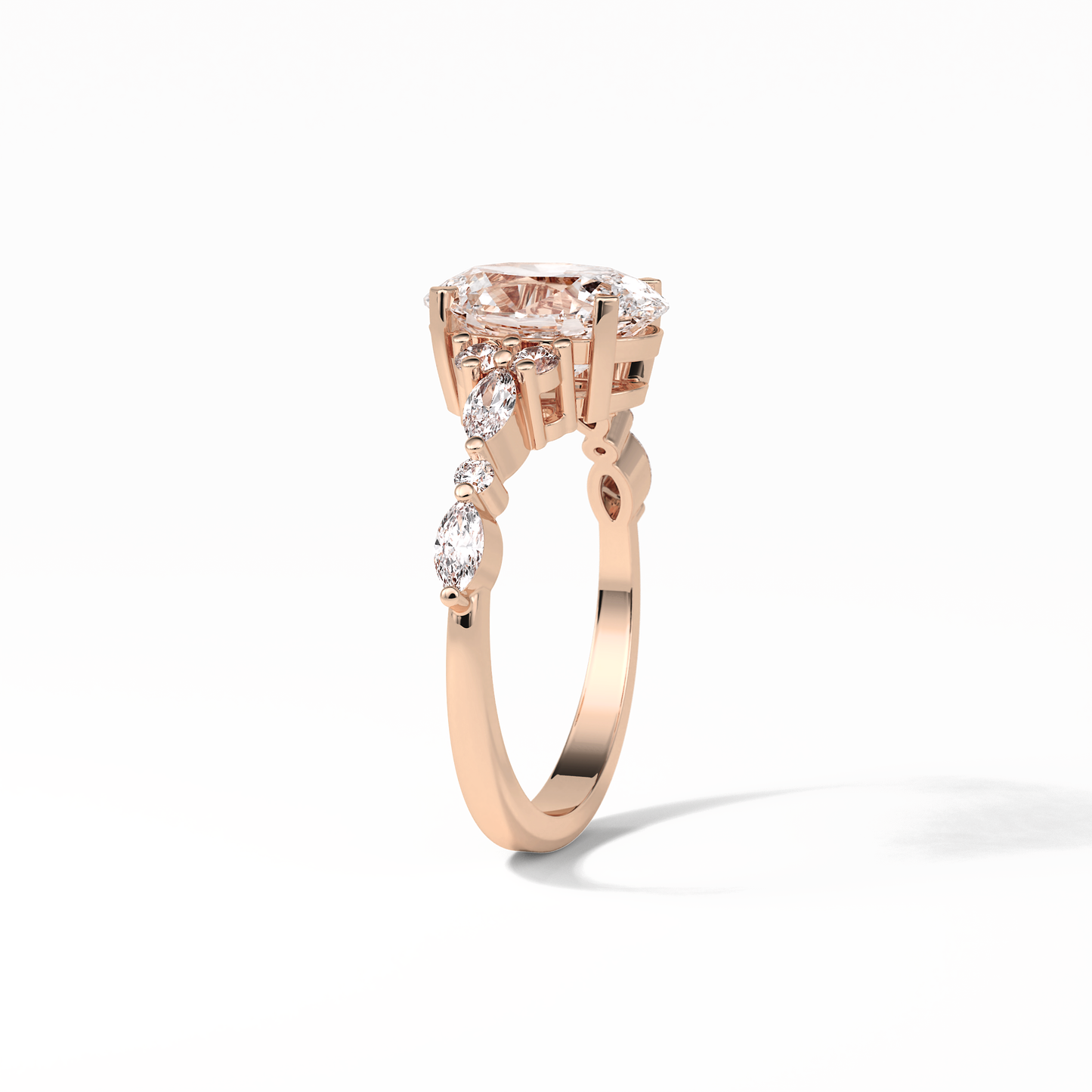 Oval Cluster Lab Grown Diamond Engagement Ring