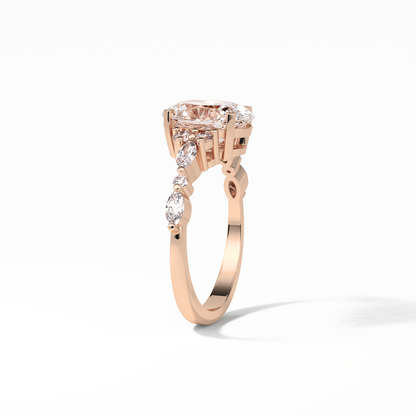 Oval Cluster Lab Grown Diamond Engagement Ring