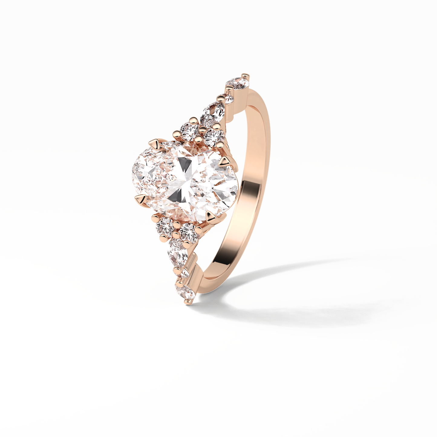 Oval Cluster Lab Grown Diamond Engagement Ring