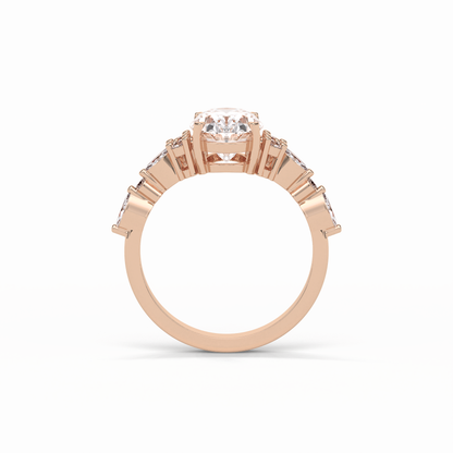 Oval Cluster Lab Grown Diamond Engagement Ring