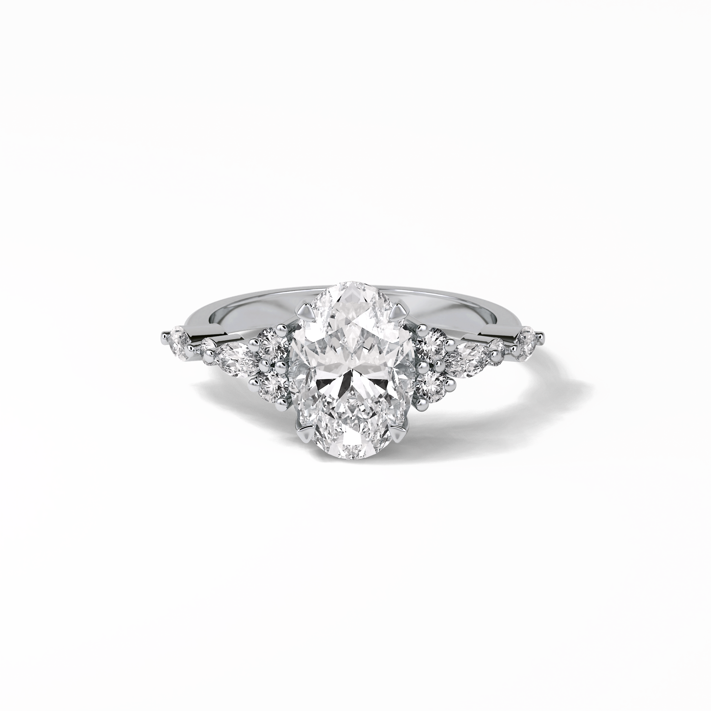 Oval Cluster Lab Grown Diamond Engagement Ring