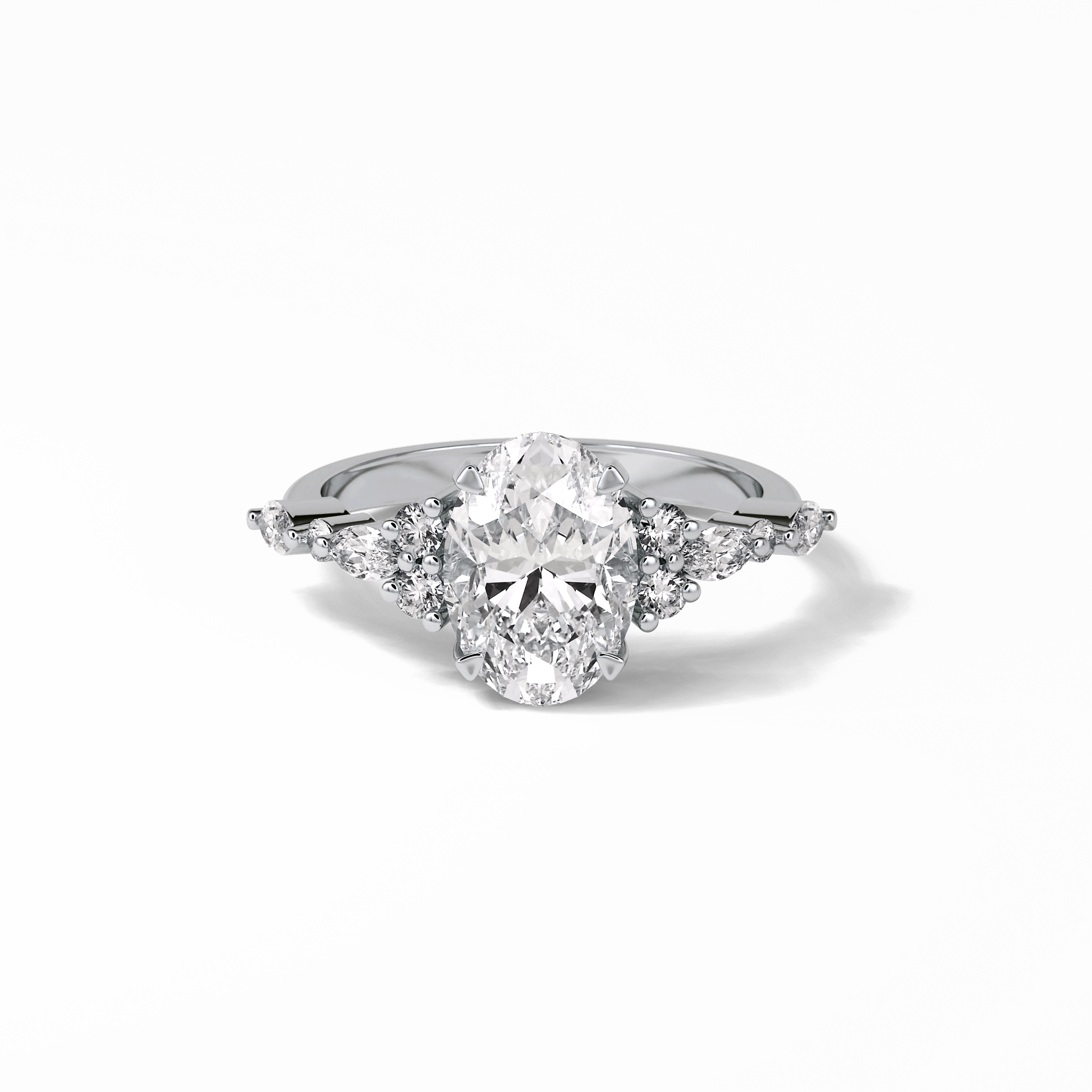 Oval Cluster Lab Grown Diamond Engagement Ring