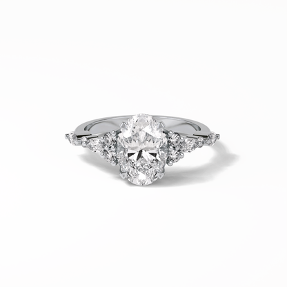 Oval Cluster Lab Grown Diamond Engagement Ring