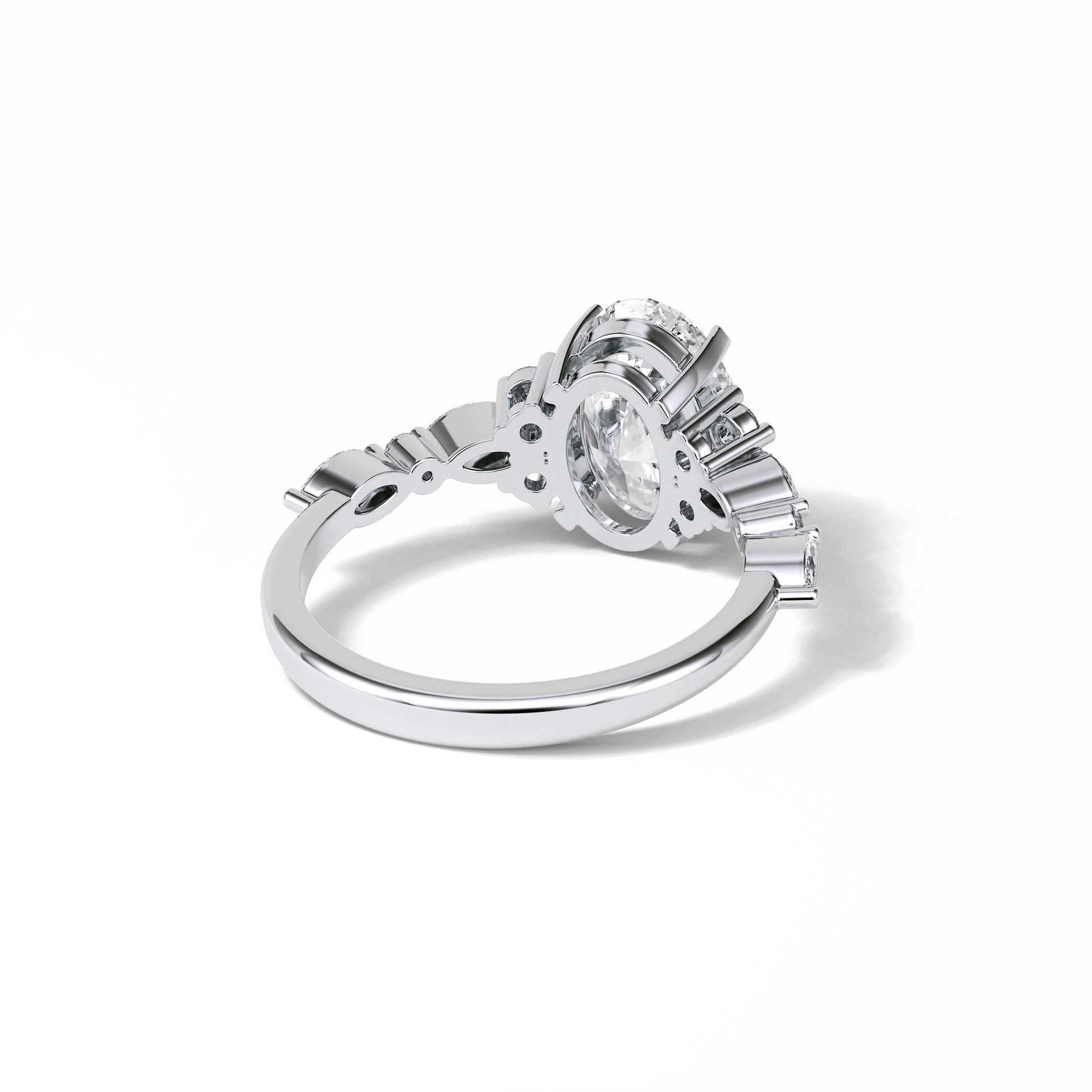 Oval Cluster Lab Grown Diamond Engagement Ring